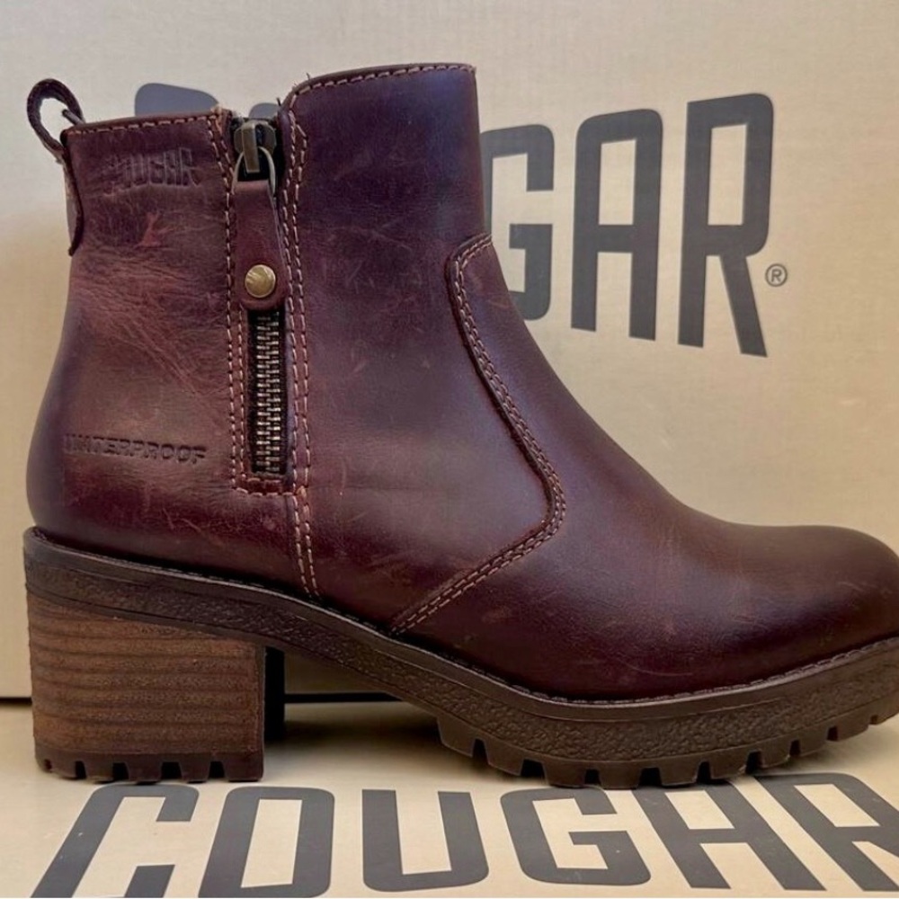 Cougar - Women's Daytona Brown Leather Waterproof Warm Heel Boots
